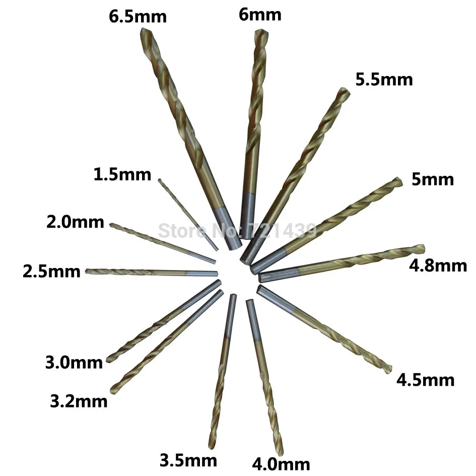 C-MART tools 13 pcs Cobalt HSS twist drill bits set metal drilling DIY 1.5mm - 6.5mm jobber bit for stainless steel | Инструменты