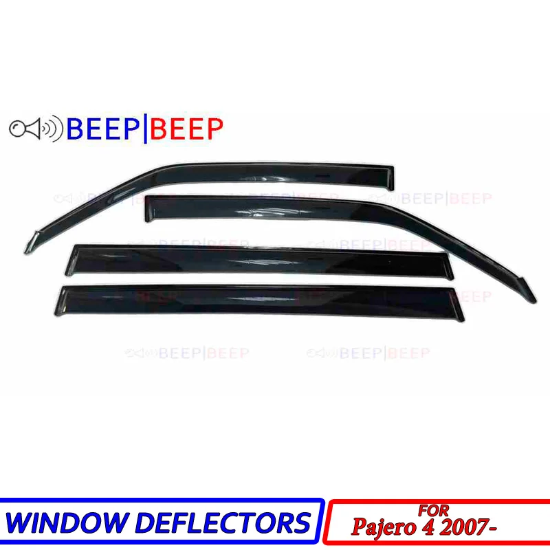 

For Mitsubishi Pajero 4 2007- car window deflectors car wind deflector sun guard rain vent visor cover car styling accessories