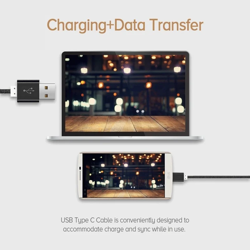 Кабель USB Type C в нейлоновой оплетке шнур для передачи данных и зарядки LG G5 G6 Xiaomi mi6