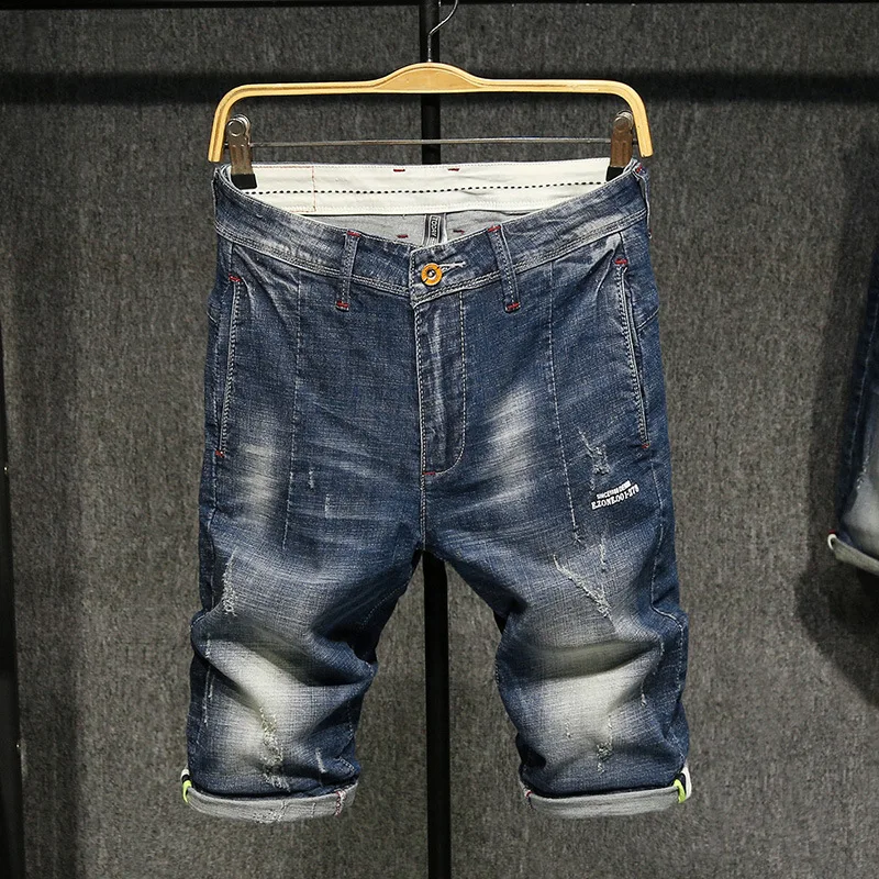 Новинка 2019 мужские джинсовые шорты индивидуальные брюки модные прямые простые