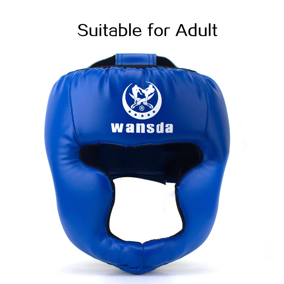 Adults Blue REXCHI кикбоксерский шлем для мужчин и женщин PU Каратэ Муай Тай Guantes De Boxeo Free Fight ММА Санда обучение взрослых детское оборудование - Цвет: Adults Blue
