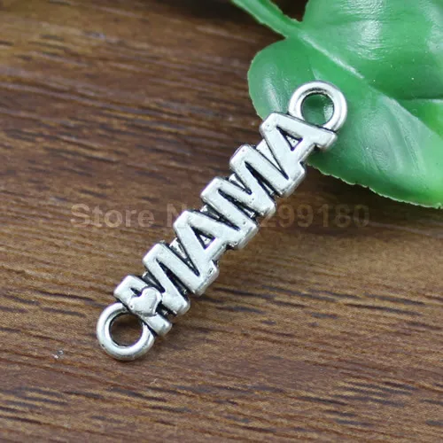 

20pcs/lot Fashion Zinc Alloy Silver Tone with MAMA Connector Beads For Bracelet DIY Jewelry Making Accessories 28x6mm K2047