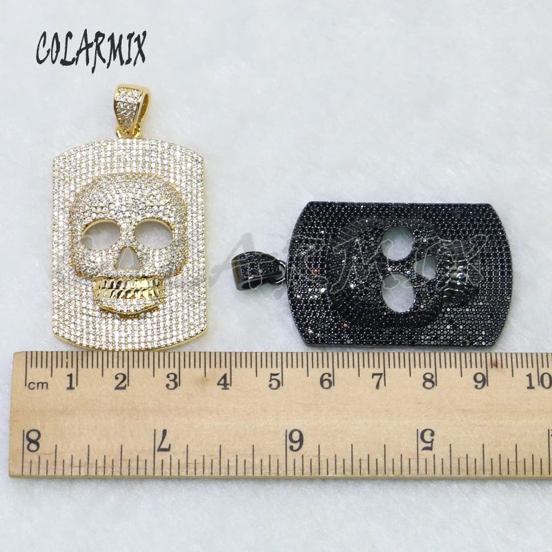 

5 pieces Skull pendant Cubic Zirconia rectangle cranium necklace pendants wholesale jewelry for women pendants beads 5150