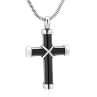 silver memorial jewelry cross urn pendant for ashes holder minicremation stainless steel necklace for woman and man