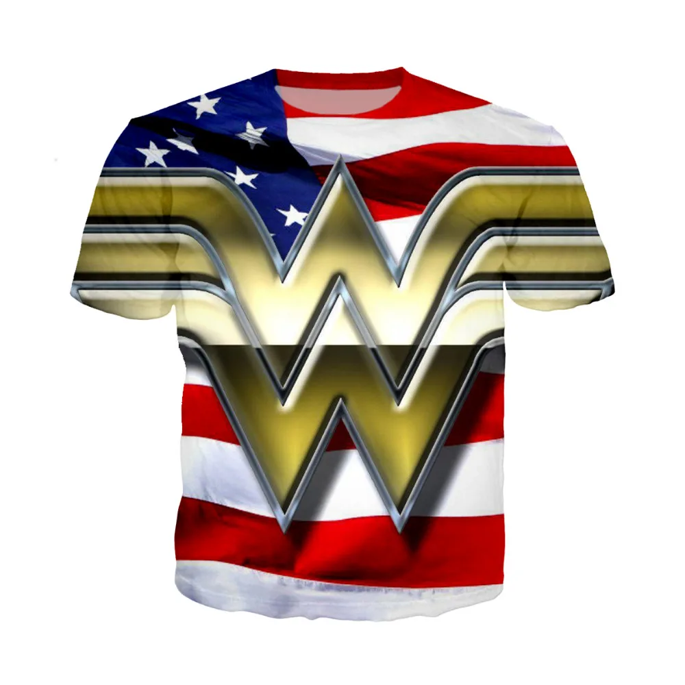 LIASOSO Wonder Woman футболка комиксов Marvel Супермен Бэтмен короткий рукав o-образным