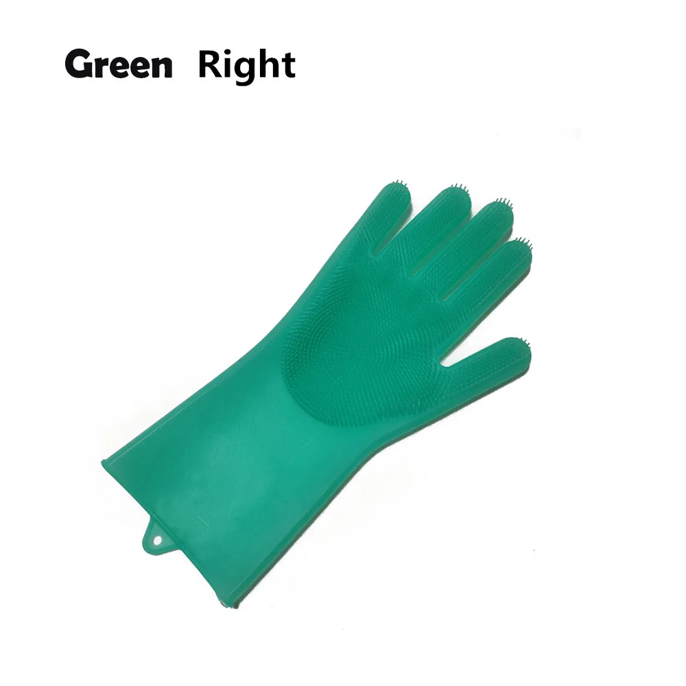 Green right 1 шт силиконовая перчатка для мытья посуды пищевая кухонная перчатка для мытья посуды с чистящей щеткой домашняя перчатка для скрабирования - Цвет: Green right
