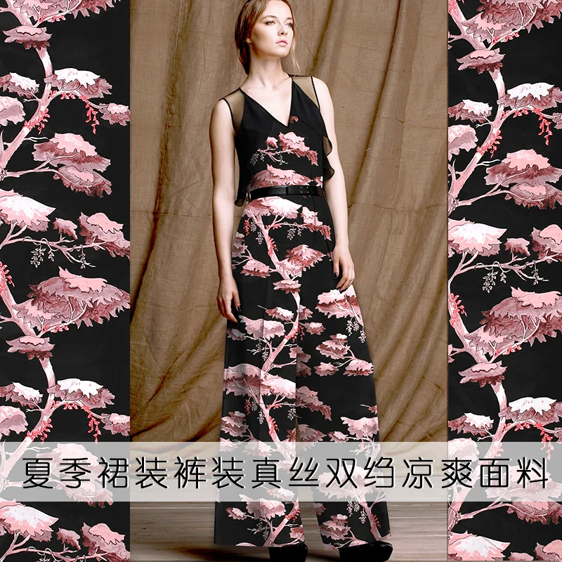 Welcome pine printing silk crepe de chine fabric summer clothing chinese wholesale cloth | Дом и сад