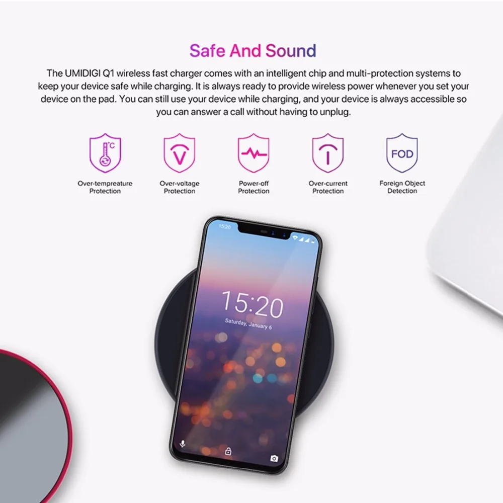 UMIDIGI Q1 10 Вт Быстрая Зарядка Qi Беспроводное зарядное устройство Pad Беспроводное зарядное устройство для UMIDIGI Z2 Pro/других смартфонов