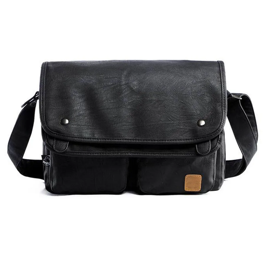 vintage men crossbody bags leather high quality shoulder bag casual brand messenger black travel Laptop |