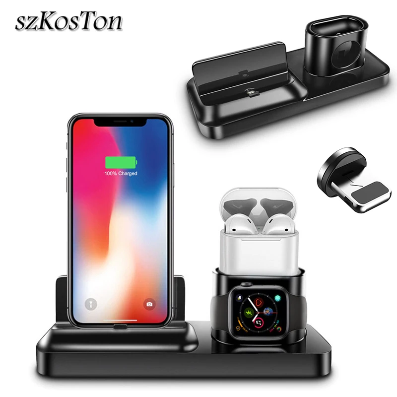 3 в 1 Магнитный Держатель зарядного устройства подставка для iPhone XS Max X XR 7 8 зарядная док-станция для Air Pods Apple Watch Магнитная Зарядка