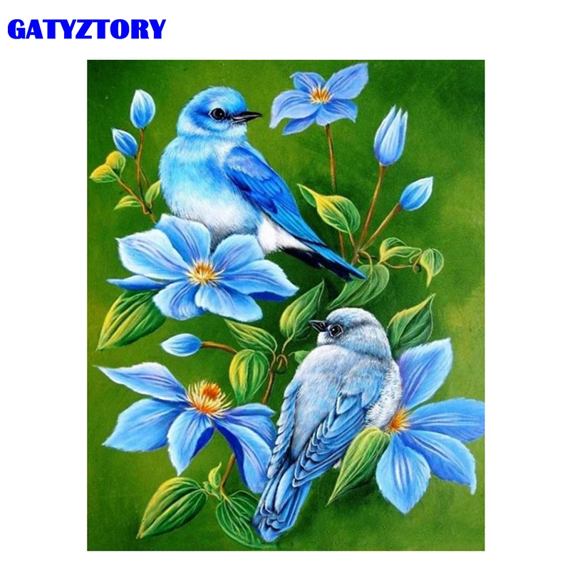 GATYZTORY Рамка Птицы и цветы DIY живопись по номерам Акриловая Краска животные