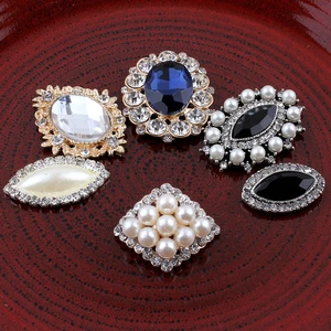 30pcs/lot Bling Metal Horse eye/Oval Rhinestone Buttons for Craft Flatback Crystal Decorative Pearl Button for Hair Accessories