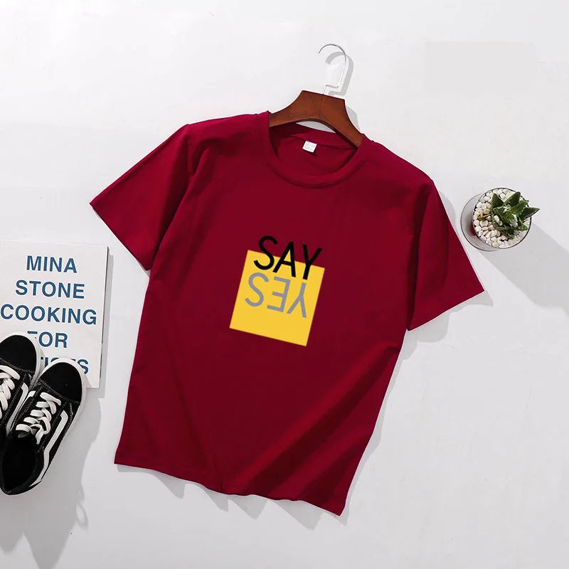 Shellsuning Корейская футболка для женщин новые летние Письмо печати с круглым