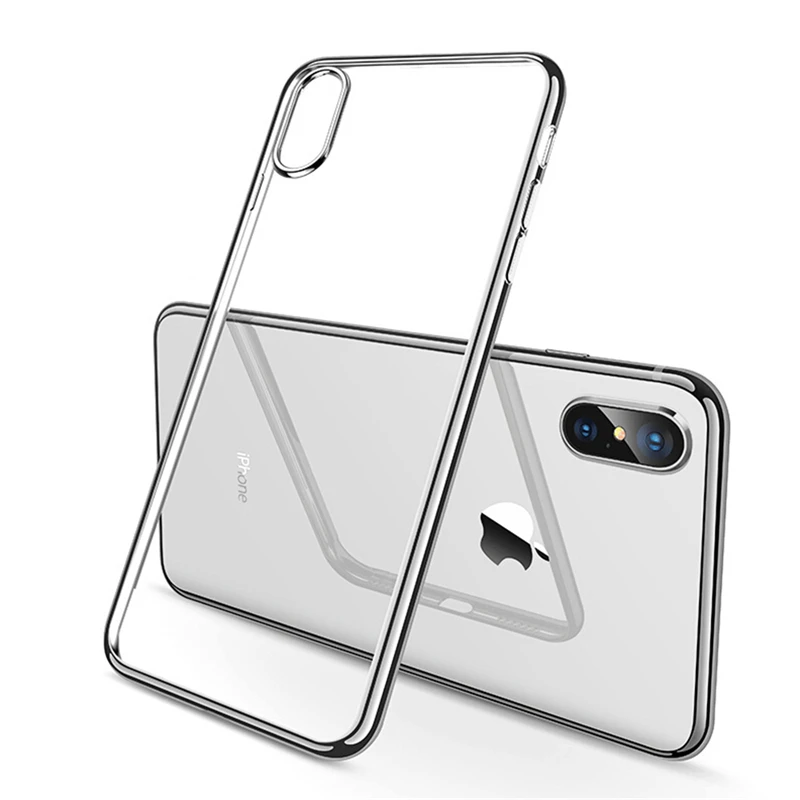 ELETEI Прозрачный чехол для iPhone X XR XS 6 S 7 8 Plus Мягкий ТПУ противоударный блестящий с