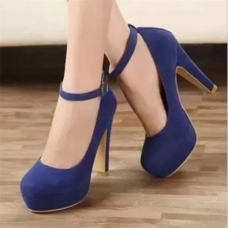 2019 new women's shoes black round head high heels thick with shallow mouth high heels the trend of ultra high heels female shoe