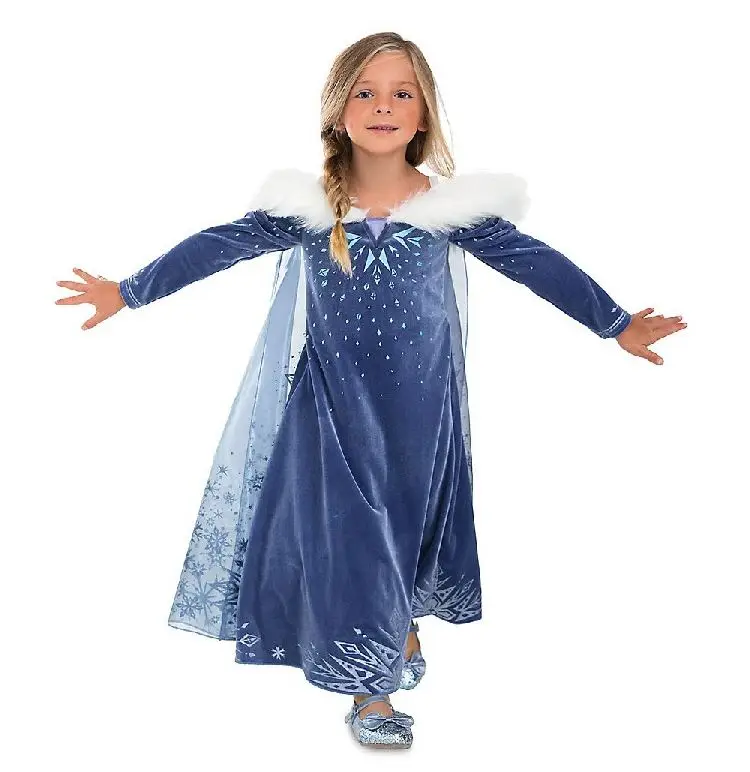 Girls Halloween Dress The Frozen Elsa Princess Dresses Long Sleeves Christmas Evening Party Costume dress 2-12Y | Детская одежда и