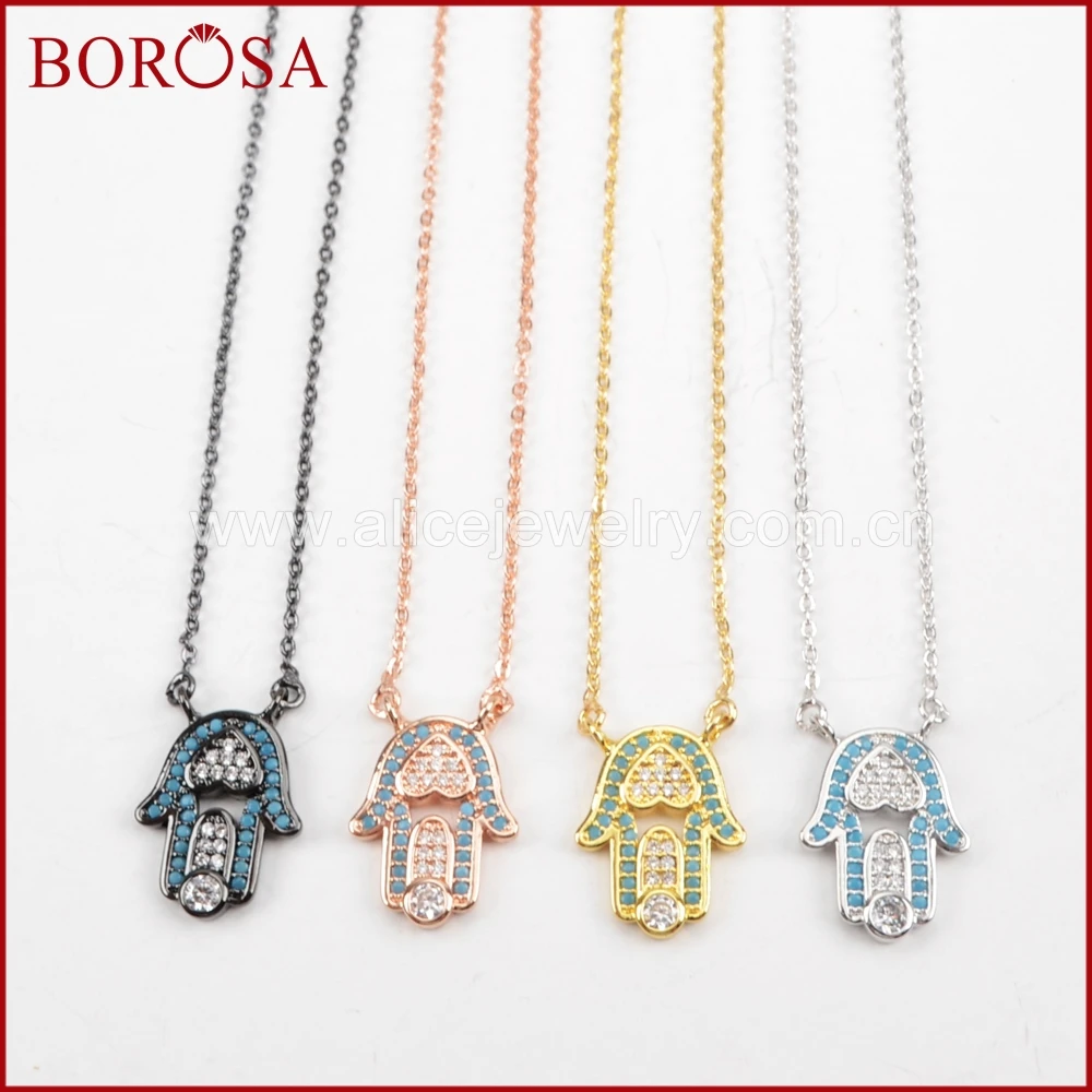 BOROSA CZ микро проложить Хамса рука Connetcor цепочки и ожерелья блестящие кубический