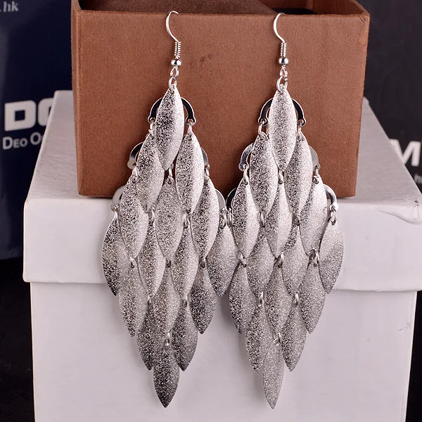 silver color earring Jztop, Роскошные, многослойные, матовые, с кисточкой, висячие серьги, женские, Ретро стиль, с блестками, золото/серебро, длинные серьги-капли, ювелирные изделия в стиле панк - Окраска металла: silver color earring