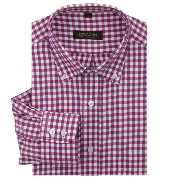 Для мужчин одежда Длинные рукава Повседневная плед бренда платье рубашка скота