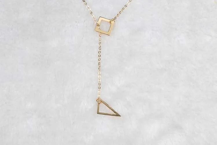 Jewellery Cute Geometry Triangle Pendeloque Cut Joker Long Pattern Chain Party Trendy Statement Necklace For Girls | Украшения и