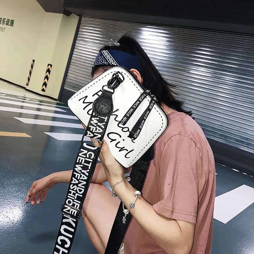 Женская сумка через плечо на молнии однотонная в японском и корейском стиле с