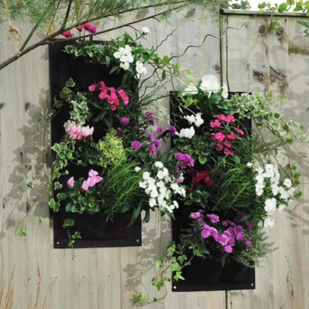 Черный/зеленый для вертикальных садов подвесной настенный садовый 4 карманы