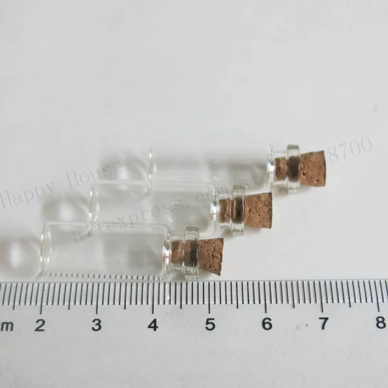 100pcs/lot 1ml Mini Glass Bottle with wood cork, 1cc small cork stopper glass sample vial, wishing bottle, 10mm*28mm*5mm