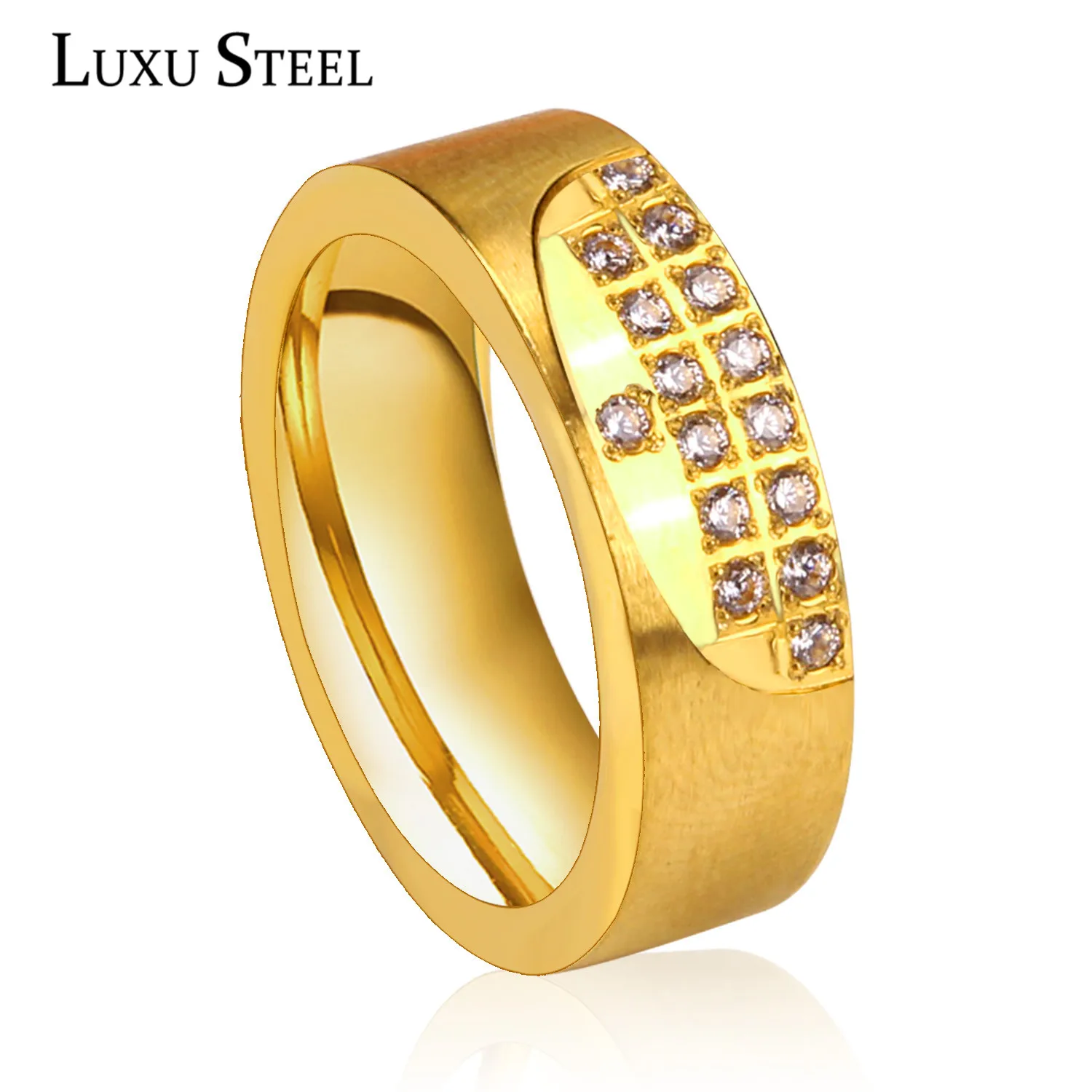 LUXUSTEEL золотой цвет искусство для женщин свадебные украшения модные CZ кольца на