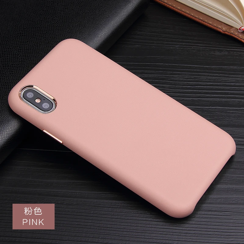 Кожаная задняя крышка для IPhone 7 Чехол Coque мягкий ультра тонкий противоударный чехол для iPhone XR X XS MAX 6 6S 7 7S 8 Plus чехол Fundas - Цвет: Pink(Original)