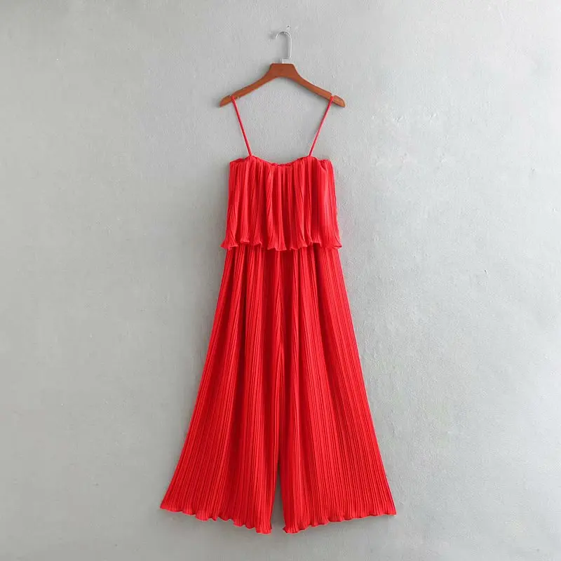 2019 женские сексуальные ниспадающие оборки плиссированный комбинезон на