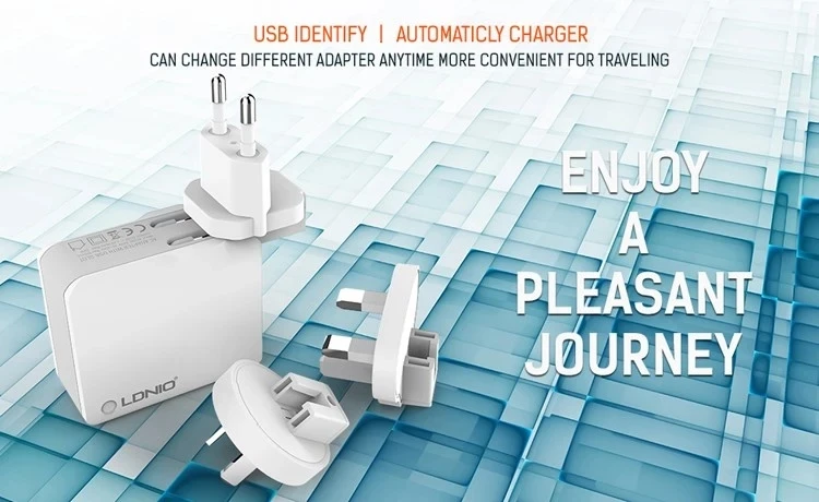 LDNIO EU Plug 2.4A Быстрая зарядка type-C двойной usb-порт для путешествий домашнее настенное зарядное устройство Съемный штекер для iPhone HUAWEI XIaomi