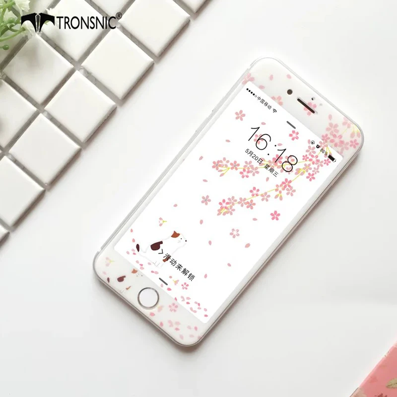 Закаленное стекло Tronsnic Sakura пленка для iPhone 6 6S plus Цветочная защита экрана 7 8