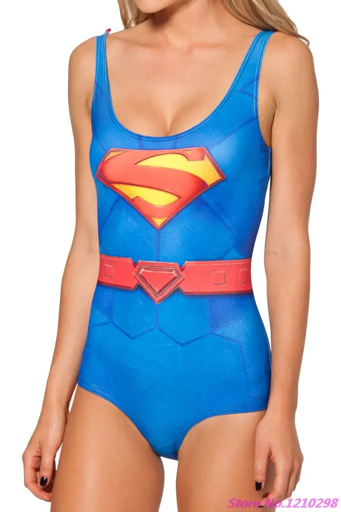 Сексуальный купальник Супермена Цельный S пляжная одежда женский синий
