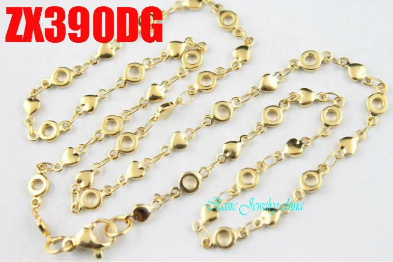 Золотая цепь в виде сердца и кругов 4 мм ожерелье из нержавеющей стали женские