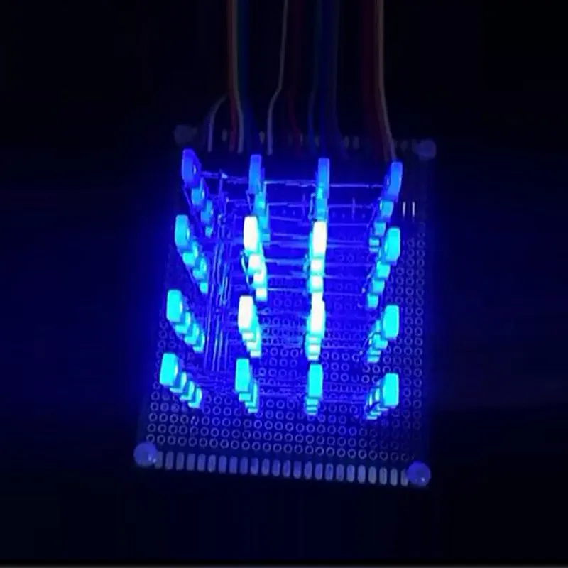 100 шт./лот 4X4X4 синий светодиодный светильник Cube Kit 3D светодиодный DIY Kit электронный набор для Arduino Smart Electronics светодиодный куб Комплект Электронный