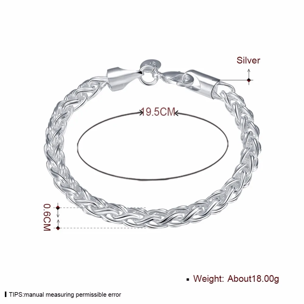 Женский винтажный браслет из стерлингового серебра 925 пробы Круглый витой цепной