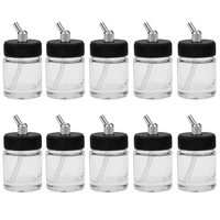 10pcs 22cc glass airbrush pot bottle with 30 angle adapter lid assembly airbrush painting bottle container spray gun paint jar