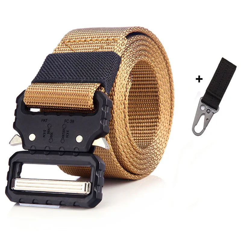 belt and 1 hook Тактический ремень с металлической пряжкой нейлоновый ремень армейский мужской сверхмощный военный ремень регулируемые уличные боевые тренировочные принадлежности для охоты - Цвет: belt and 1 hook