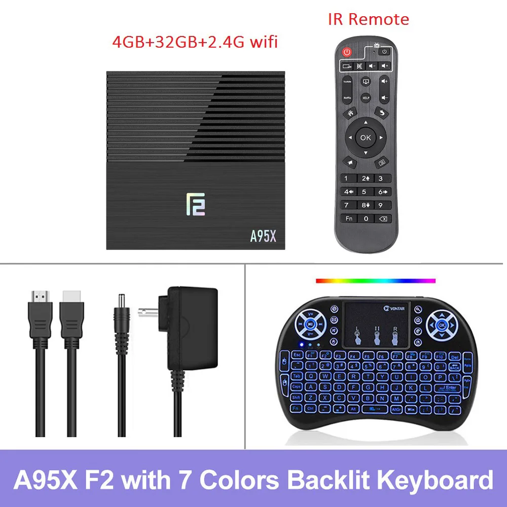 4G32G backlit i8 A95X F2 Android 9,0 ТВ приставка Amlogic 4 Гб 64 Гб двойной Wifi USB3.0 1080P H.265 4K 60fps Netflix Youtube медиаплеер A95XF2 4 ГБ 32 ГБ - Цвет: 4G32G backlit i8