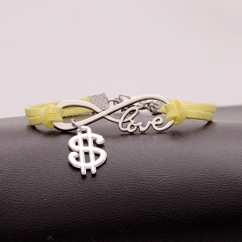 NCRHGL Infinity Love Money Charm Bracelet Bangles Dollars Leather Braided Bracelets For Women Men Jewelry Christmas Drop Ship | Украшения и