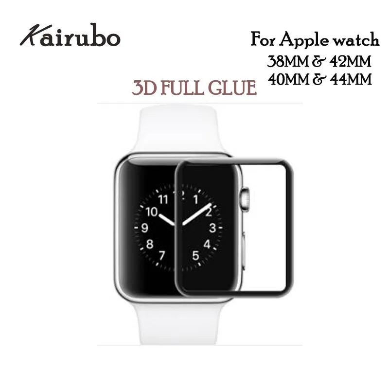 10шт./пакет 3D изогнутое черное закаленное стекло с полным клеем для Apple Watch 42 мм 40 44