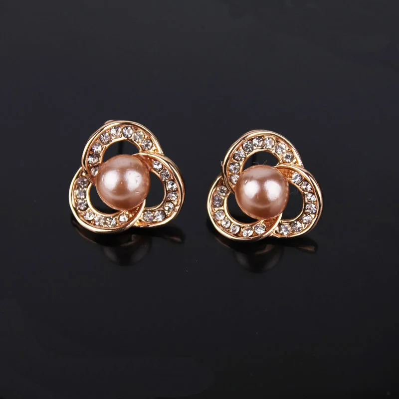 Новинка 2017 модное золото золочение серьги-цветок серьги-гвоздики с