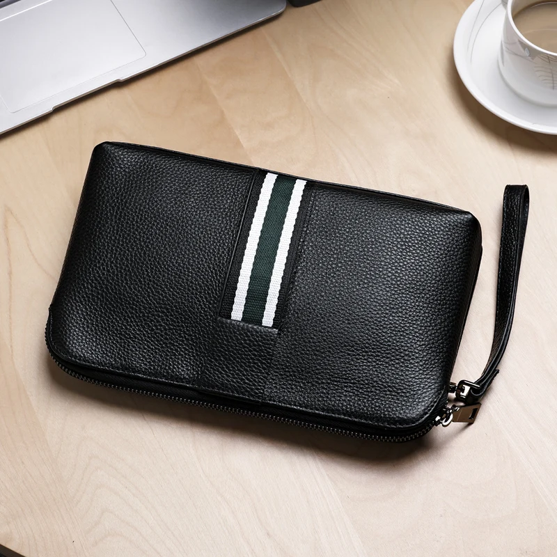 BAQI Brand Men Handbags Men Wallets Clutch Bag High Quality Genuine Leather Cowhide 2019 Fashion Ipad Bag Men Card Holder Casual