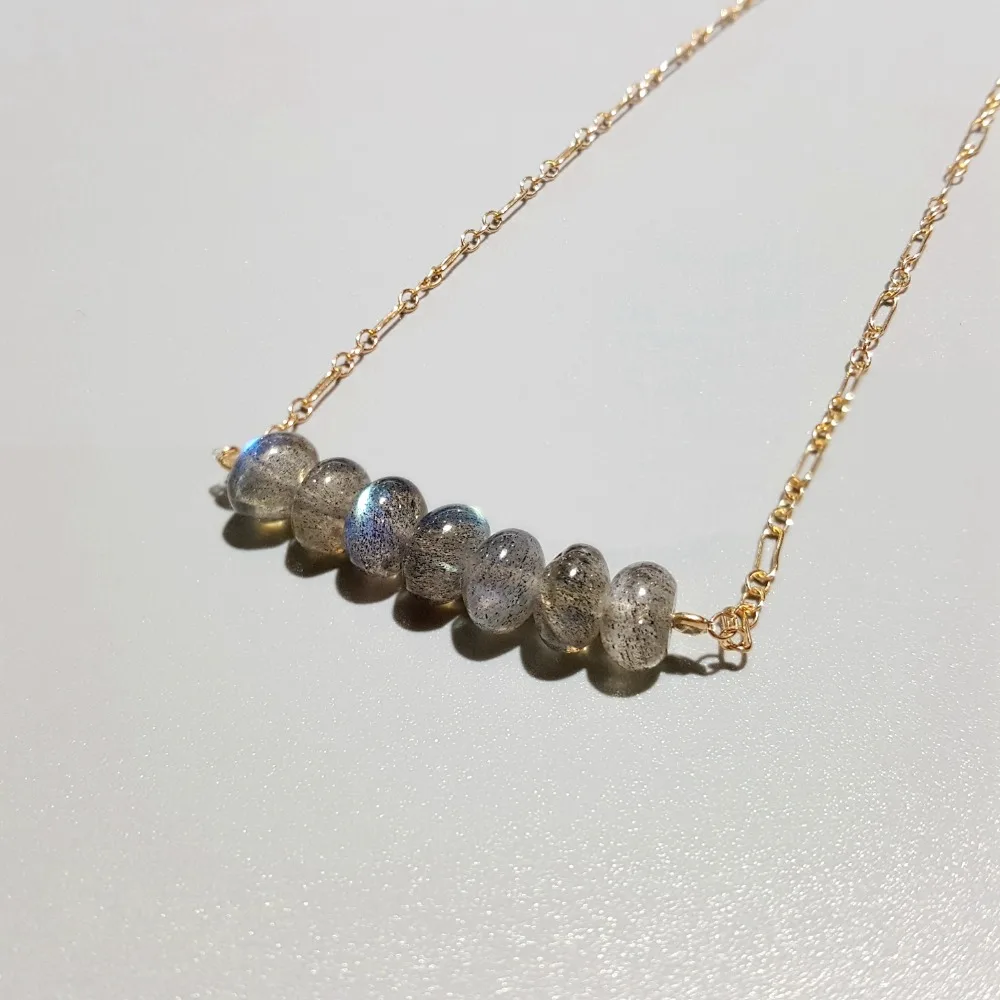 Lii Ji Aurora Labradorite Necklace Natural Stone Elegant Chain 40cm/45cm Delicate Jewelry for Female Girl Friend Gift | Украшения и