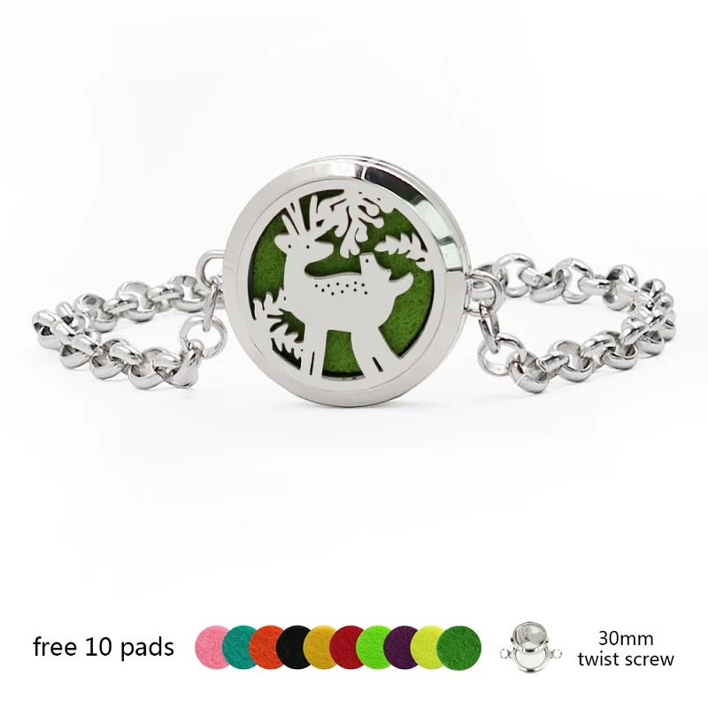 Ароматерапия из нержавеющей стали с изображением оленя браслет эфирными маслами