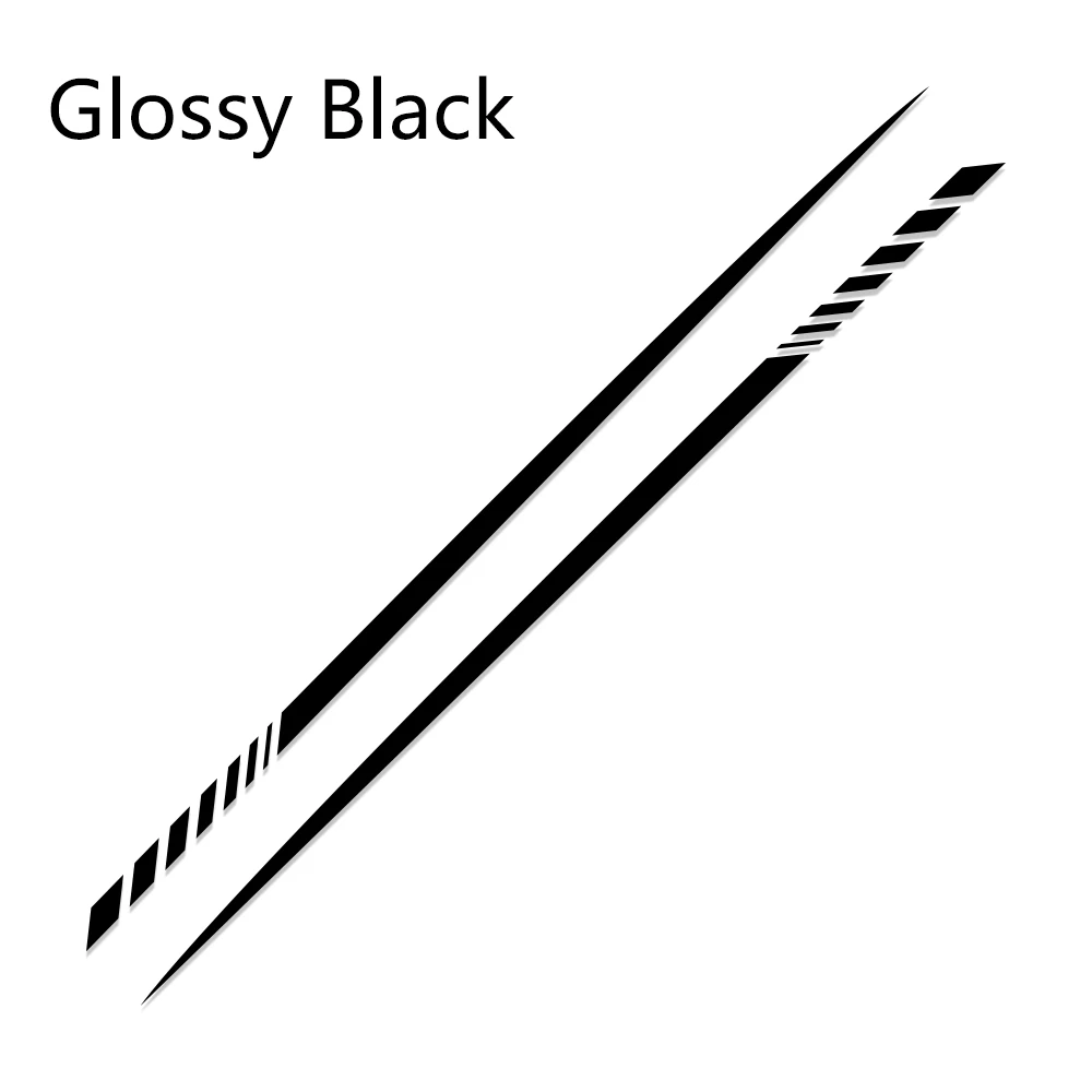 Glossy Black 2 шт., автомобильная наклейка в длинную полоску с обеих сторон, автомобильная виниловая обертка, сделай сам, наклейки для гоночных спортивных стикеров, s, аксессуары для тюнинга автомобиля - Название цвета: Glossy Black