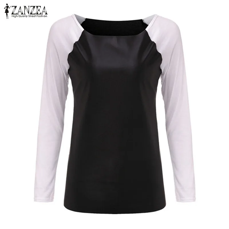 Женская блузка ZANZEA повседневная из искусственной кожи с длинным рукавом|shirt