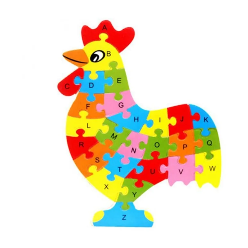 Английский алфавит Обучающие пазлы деревянная сова петух Бабочка для