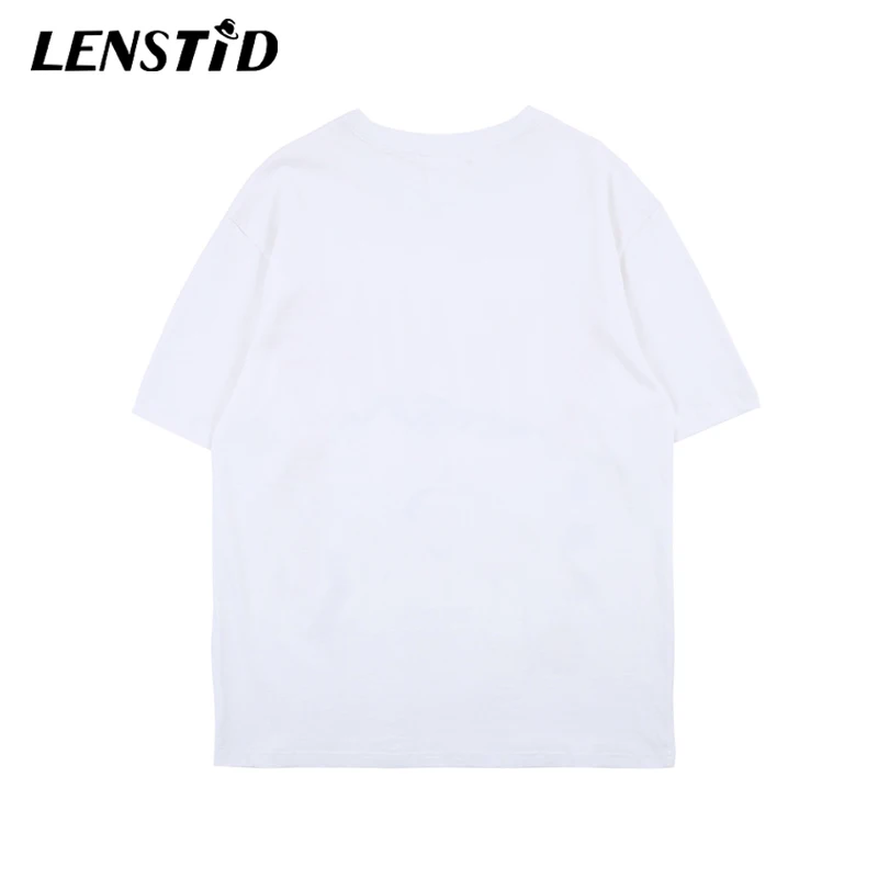 LENSTID граффити мультфильм Kanye печати уличная футболки для мужчин забавные хип хоп