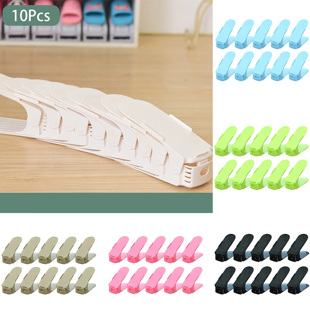 10pcs Simple Durable Double Layer Organizer Slots Adjustable Height Practical Non Slip Closet Shoe Rack Storage Home | Дом и сад